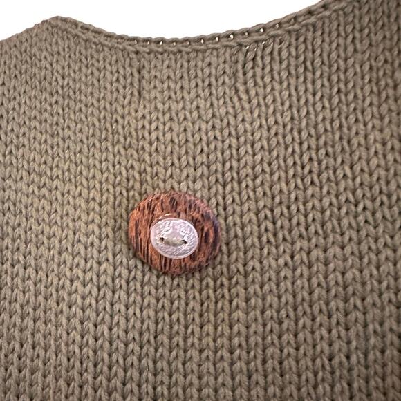 Pure Handknit Long Sleeve Cozy Cardigan Olive Green 1X With Eclectic Buttons - Picture 12 of 12
